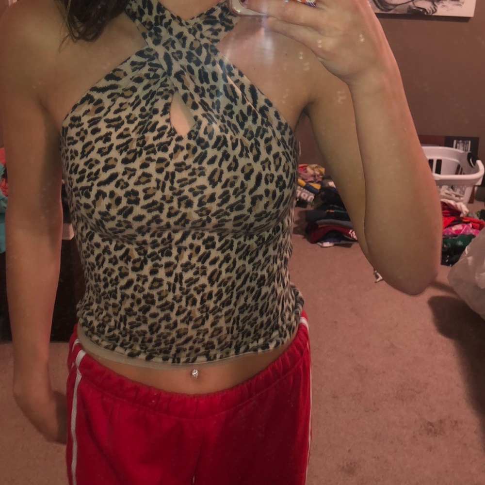 Cheetah print cross tank top